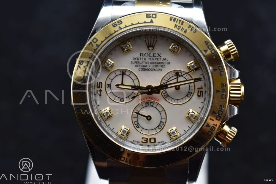 Clean Diamond on 116503 Of Bracelet Dial YG Best Edition Daytona Mother SS 1:1 Pearl V2 White SA4130 0119